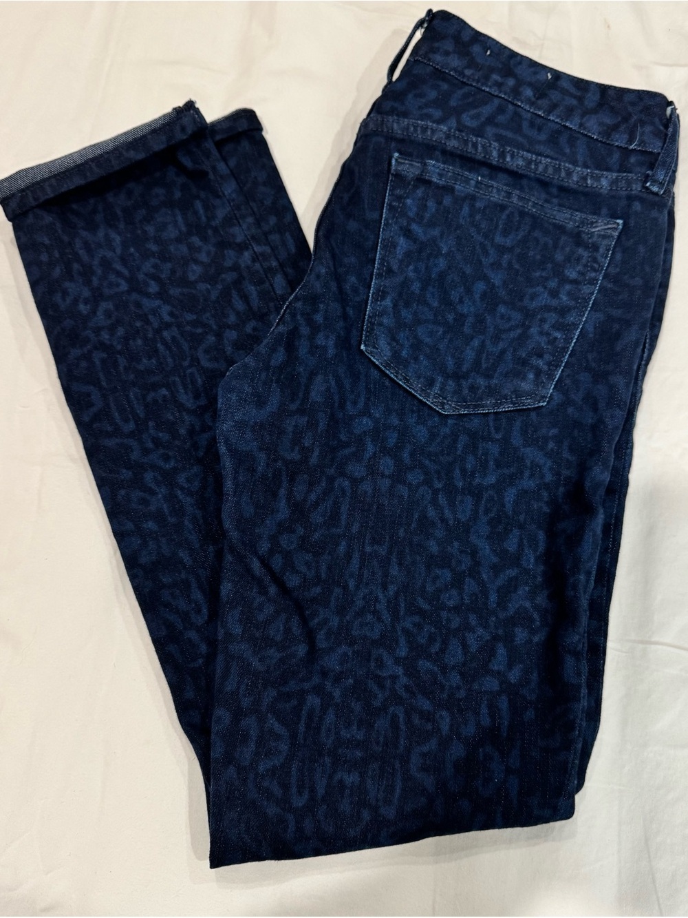 Women's Dark Blue Patterned Jeans